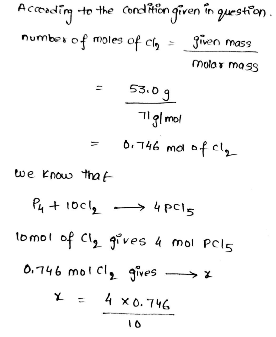 Accooding to the condition given in question. number of moles of clay = given mass molar mass = 53.09 Tglmol = 0.746 mol of c