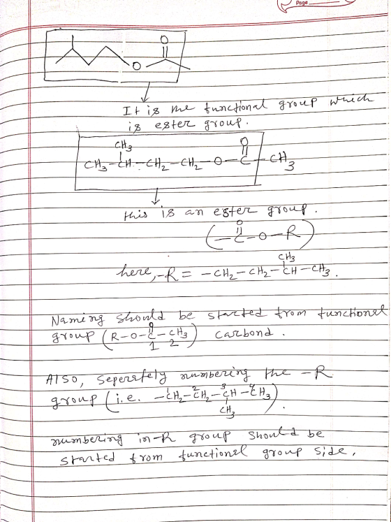 Page page group which It is me is exter functional group. CH₃ 대해 대는 - к: is an еstел- 104 { . here, - R = - CH₂ - CH₂ - CH3 .