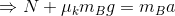 \Rightarrow N+\mu_{k}m_{B}g = m_{B}a