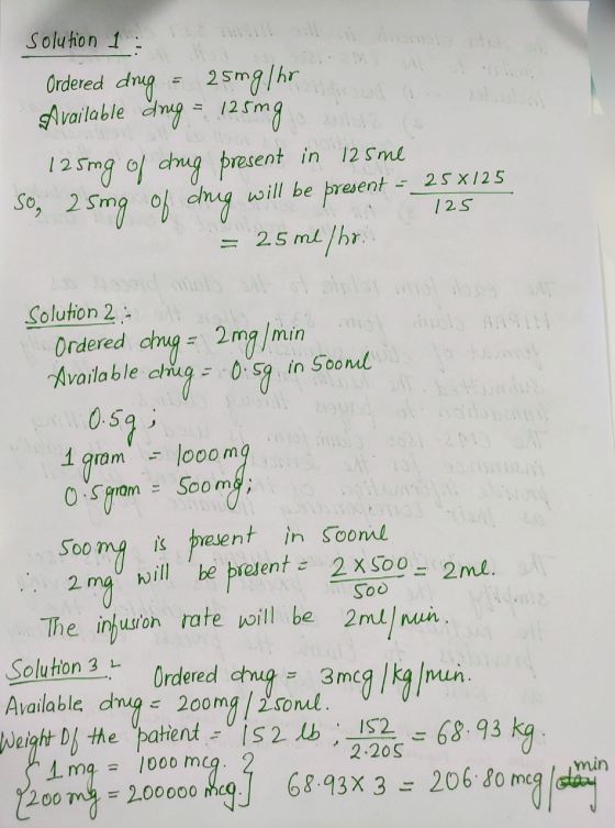 1E Msa t sm, s bbok Solution 1 SAL Ordered drug dng2smg hr wt 0 2dact 12mg Available dmg 125mg o dug bresent in 12 Sml S 2 Sm