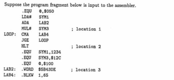 What are the contents of the symbol table during t