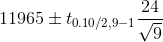 11965\pm t_{0.10/2,9-1}\frac{24}{\sqrt{9}}