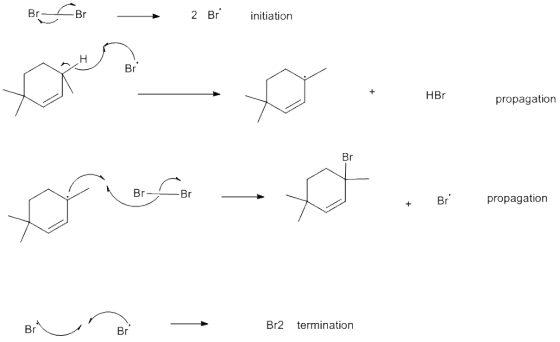 Br 2 Br Br initiation H Br + HBr propagation Br Br Br Br propagation termination Br2 Br Br