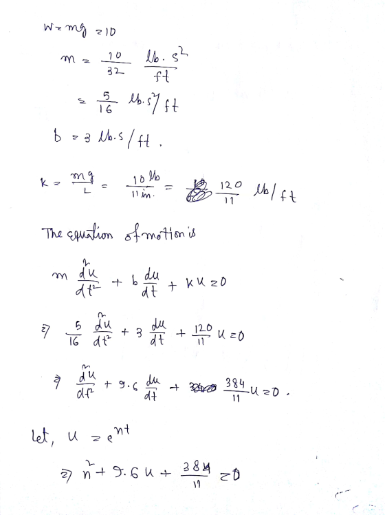 Wzmg 210 ms 20 32 ft sa 11.575 073 lb.5/ft. kamg, hoe 130 lolift The equation of motion is med et begyndet ku 20 a o 90 x 20