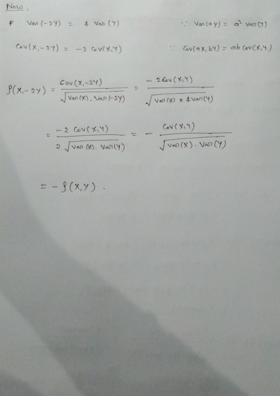 Now Van (-2y) 4 van (y) = Cov (x,-2Y) Val -J(x,y)
