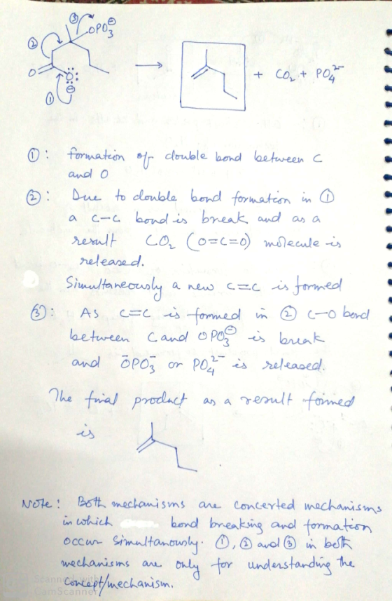+ co + PO 30:07 ③ formation of clouble bond between c and o Due to couble bond formation in o a coc boud is break and as a re