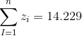 \sum_{I=1}^nz_i=14.229