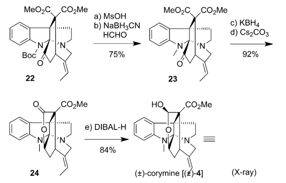 MeOC CO2Me c) KBH4 d) Cs2CO3 .IIIlll MeO2 CO2Me a) MSOH b) NaBH3CN HCHO N7 N 75% III N7|N 92% CO2Me HO, CO2Me IIIIIIII e)