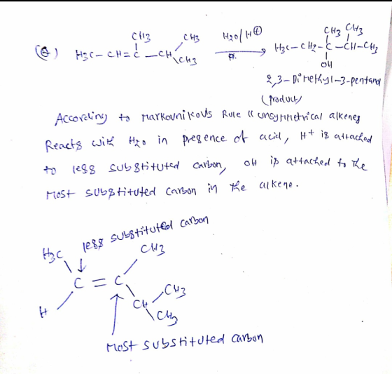 ca. CH3 CH3 @) Hac-CH=C_CHICH? H30/ - ÇME Çltz Hye-CH2-C-CH=CH? ران 2,3-Direthyl-3-pentany (product/ Accorating to Markovniko