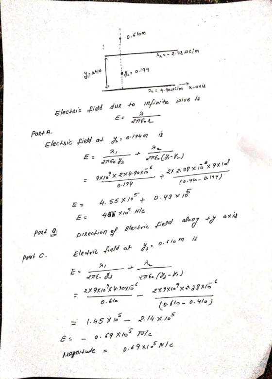 0.6lom S-2- C(m 0.410 o.194 a4.40CIm X-axis Electi fiedd due imfinite ise is to Port A Electsic fied at^: o./94 M 9xi0°xx4.90