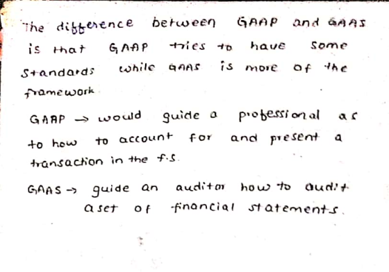The difference between GAAP and was is that GAAP tries to have some Standards while GMAS is more of the framework GAAP - wowd