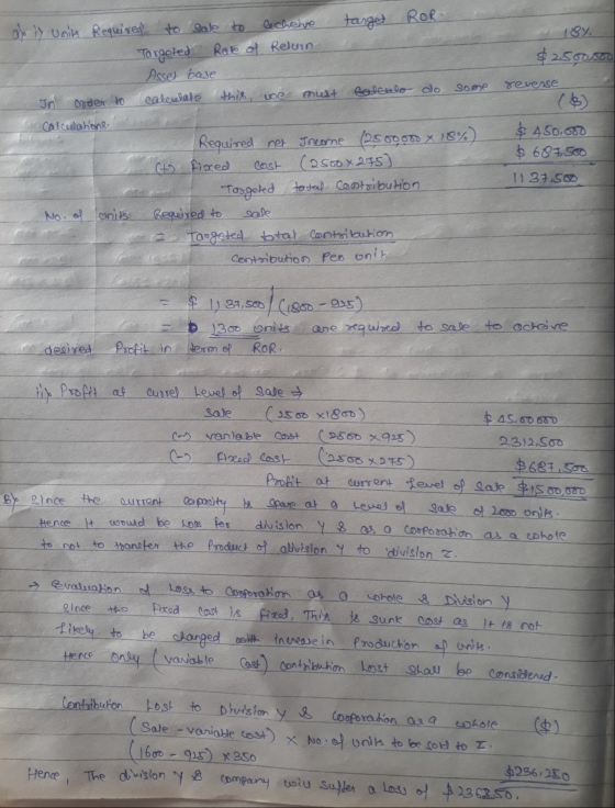 target ROR 18% $2509.500 Some reverse abiy Units Required to sale to acheive Targeled Rete of Reluso Asset base Jo order to c