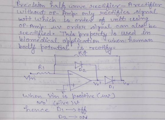 Precision half wave rectifier - Arectifier without op- Amb. only rectifies signal wit which is onder of volt ersing OP-Amp. u