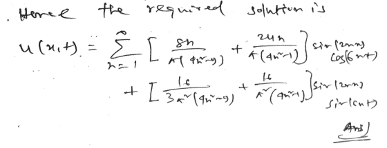 Hence the required required solution is u(mit). El or het ons + a camminar sim (nn) cos (6mt) hr 16 + I Bar (96–9) may being