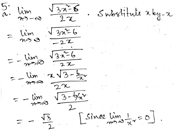 5 . lim 27- 306 2x Substitute aby z ✓ 3276 a lim n-> 22 √3x6 = . lim no 2x 1) x ra lim x&3-6 2x √3-6/ -- lin ned 2 [since lim