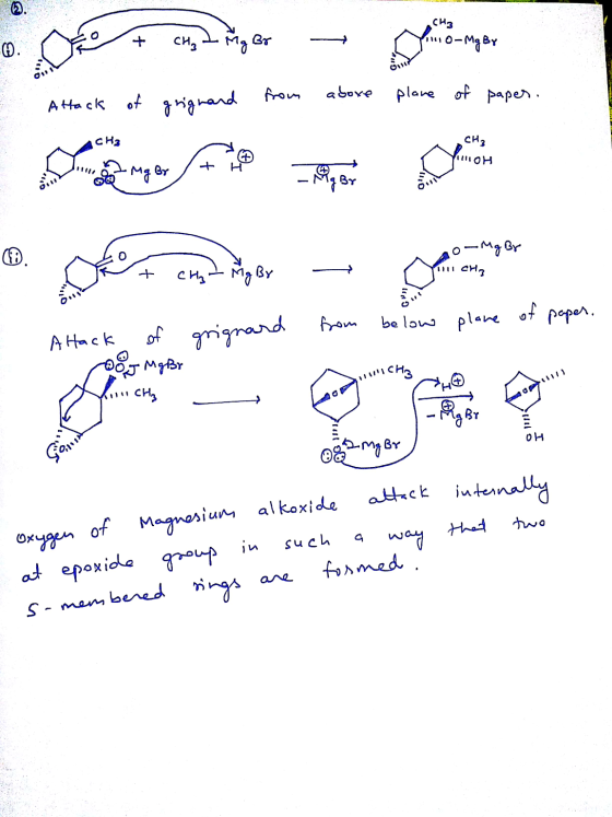 CH3 1110 Attack of grignard hand from above plane of paper. CH3 HOH m. Okrem timer - АО-ча 3 YILI CHO paper below plane from