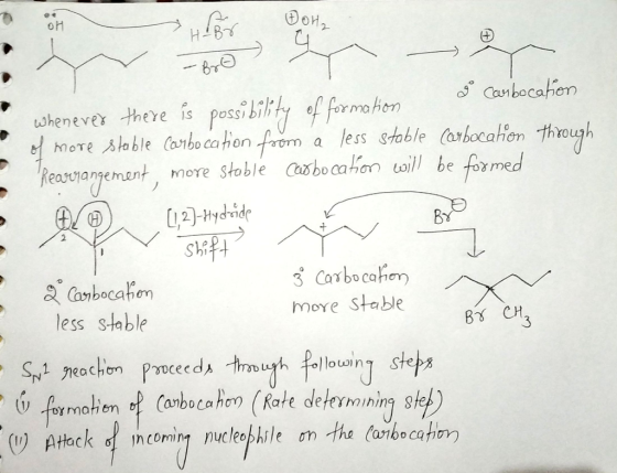 whenever there is possibility of formation I Carbocation. of more stable carbocation from a less stable (cybocation through