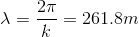 2n λ= =261.8m