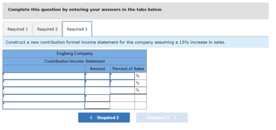 Complete this question by entering your answers in the tabs below. Required 1 Required 2 Required 3 Construct a new contribut