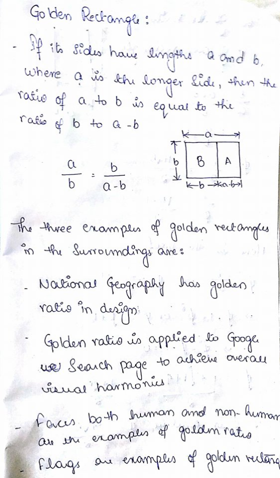 Goden Reciromek: votie of a to b io equai to +he ratio f b to a -b a-b -Puree enam pas ho golden ratio n o achiev overau a h