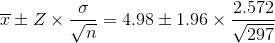 2.572 ±2x1ơn = 4.98 ± 1.96 × v 297