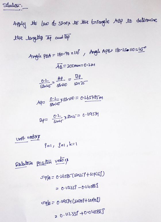 Siulon Apply the Law of sinep to the triangle ABP to determine the lengthy Ap and Bp , Angle APB= 180-25 110=450 Angle PBA =