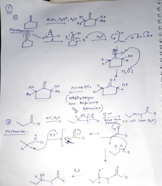 Bon, ho Mechanism H 24, cig, ma c o I 1,6 1) BT excess Bra BT allof-Hydrogen cone Replared By Bremine) it will lose h₂o Proc