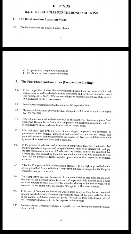 II. BONDS II.1. GENERAL RULES FOR THE BOND AUCTIONS 8. The Bond Auction Execution Mode 8.1. The Bond auctions are executed in