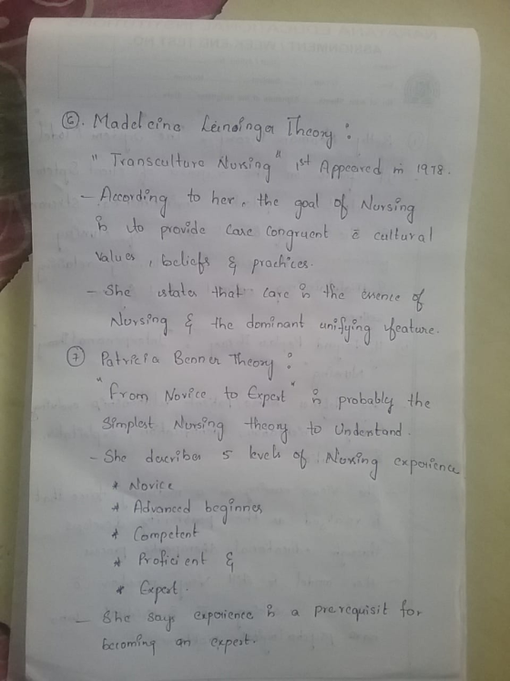 ②. Madeleine Leiningar Theory Transculture Nursing ist appeared in 1978. - According to her, the goal of Nursing i to provi