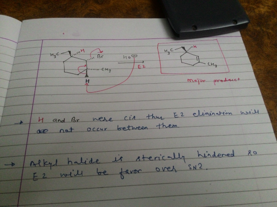 H2C דיבaןr E 2 CH3 CH3 H mepir prrodeuct E 2 elininatin thur и ciA and Br wese between them. nat Occur hindered Atenicall N2