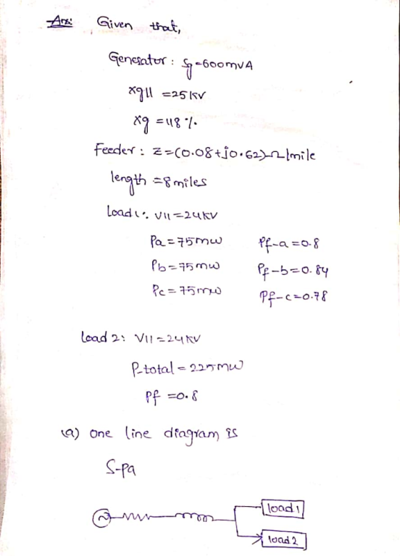 ☆스 Gaven.trk, length-8 miles load 2: VI, 24KV Ptotal-m =0. ia) One Line ood oad 2