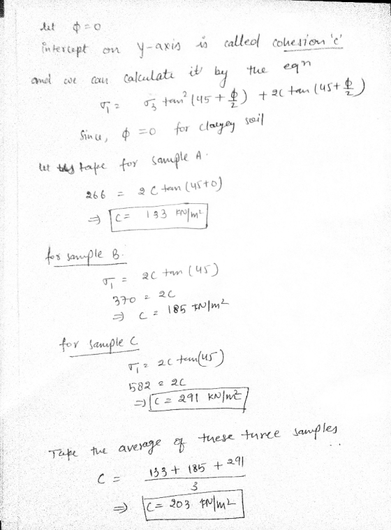 dit in tertopt talled cohesione y-axig is amel bay oi tam (45+) calculati it Can the egn + 2 tan (4st for clayey soil Sin u