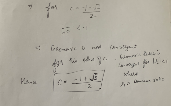 > for C=-1-3 2 L-1 - convergent Geometric is not tia velue of a for or this Geometric series convergent for Irkl where Hence