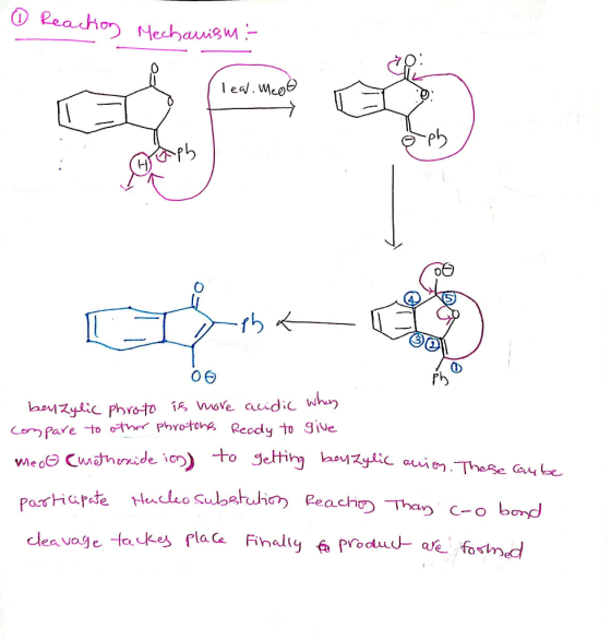 1 Reaction Mechanism: co leal. Meot 0 77 pm 00 bouZylic phroto is more acidic when compare to other phrotons Ready to give Me