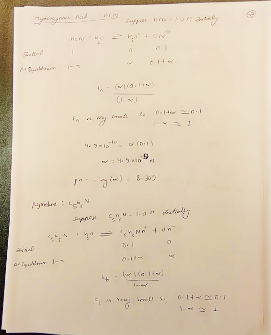 Hydesugare and heN suppose HON 1.0M Tontially HEN tho ² not tcne Initial 01 + At aquelitoum I-T to @)(ole) (1-x) ka is very s