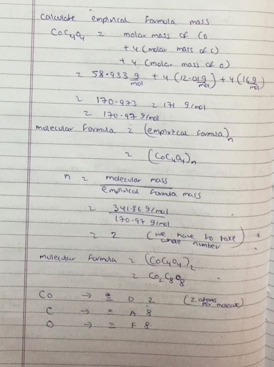Pomula mass calculate empncal Cocya molar mass of C6 mars o ty Cmolav 4 Cmola mass o o tuCe-og+(169) 58-933 9 moi 7 10-973 1H