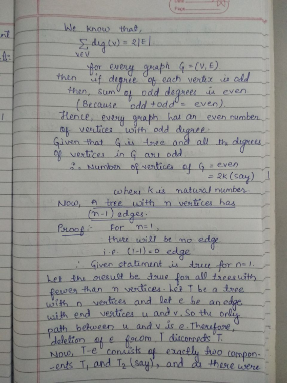 Page lnle know that NEV then if dgree oh each vertx i then, Sum ees us ever Because odd todd- even) on even Rence, every g 다