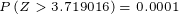 \tiny P\left ( Z>3.719016 \right )=0.0001