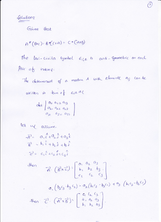 Given that The levi-Civila bymbol €퍄is anti- mmetric on eact e determ. O 22 a