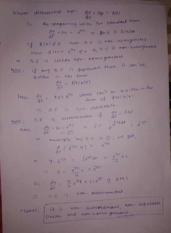 Linear ditffesenho Play-ate) nn uoim nu s feindaud ferm dy ne.ou D E is Lineor hon- hemo gentous s gep alabe themt can be d