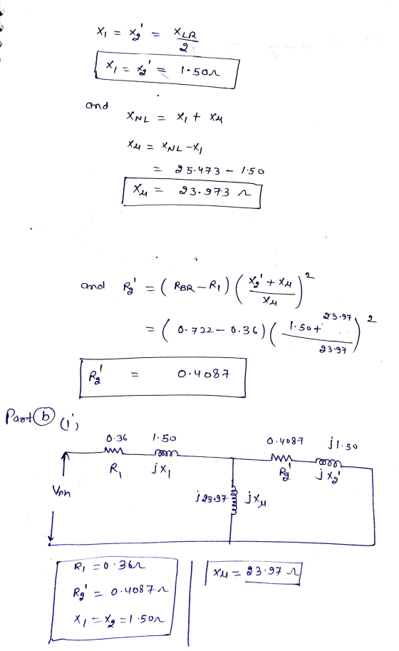 X, xo XLR 2 X1 = 1.5or and XNL =xit XM Xu = XNL-X, 25.473 1.50 Xu - 23.973 n 2 Xu and B = ( ReR – RI) ( *** Kad = ( 0-722– 0