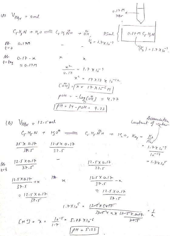О. / М (A) VHBr o ome Hora - CIN + H₂O 2 CM RH tou 25ml? o, J? МСНем - t=0 0, 111 K, = 1,7 х 1. - 7 (, ) = 1.2 x ), - О, 17 -
