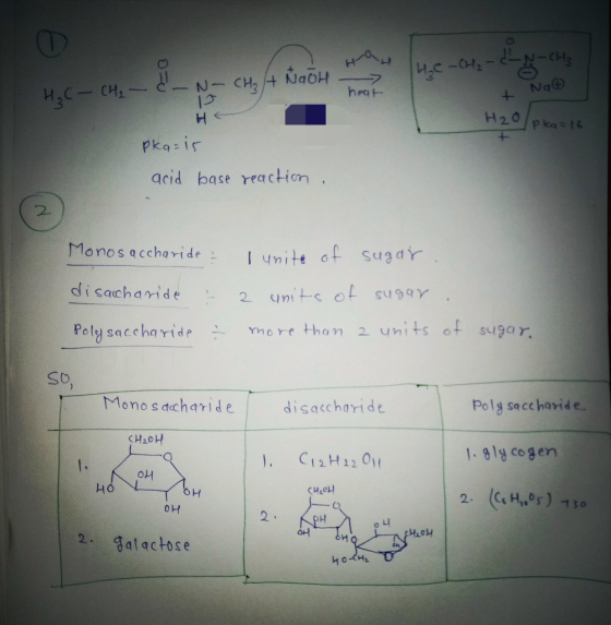 -N-CH3 1. AÑOOH - H₂C- CH₂ heat Na H H2O 1 pkg=16 pka=15 acid base reaction , Monosaccharide - 1 unito of sugar. disacharide