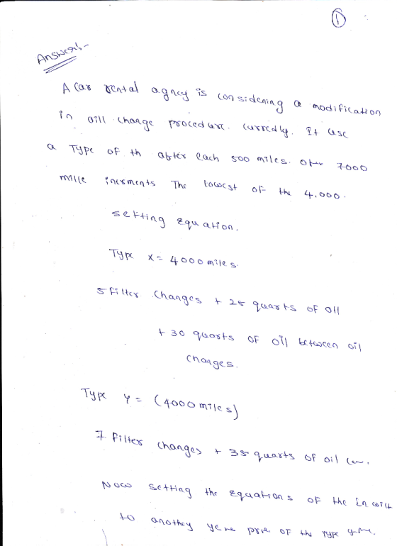 eng 2w aron cnanges Type Y ( 4000 mile s 4 Filtes chan ge> othe