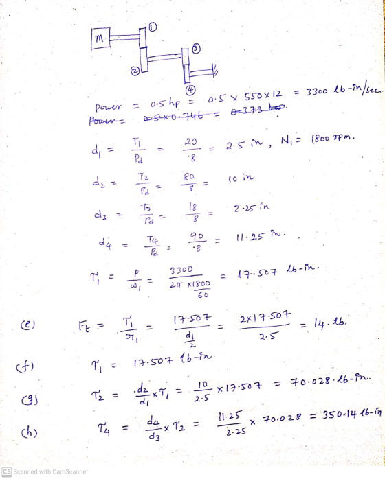 m = 3300 lb-in/sec. power Powere = 0.5 hp 0.5 x 550 x12 ac 5x0.746 - 0373 too. 20 TI PA di 2.5 in, Ni = 1800 rpm. 11 .8 T2 80