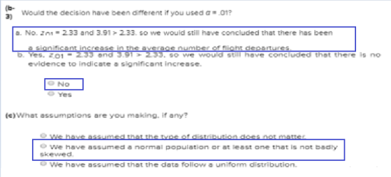 Would the decision have been different if you used a = 01? a. No 20 -2.33 and 3.9112.38. so we would still we concluded that