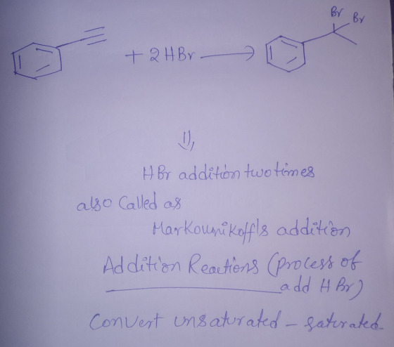 BY BY MT +#Br-> +2HBr HBr addition two times also called as Markournikoffs addition Addition Reactions (process of add H Br)