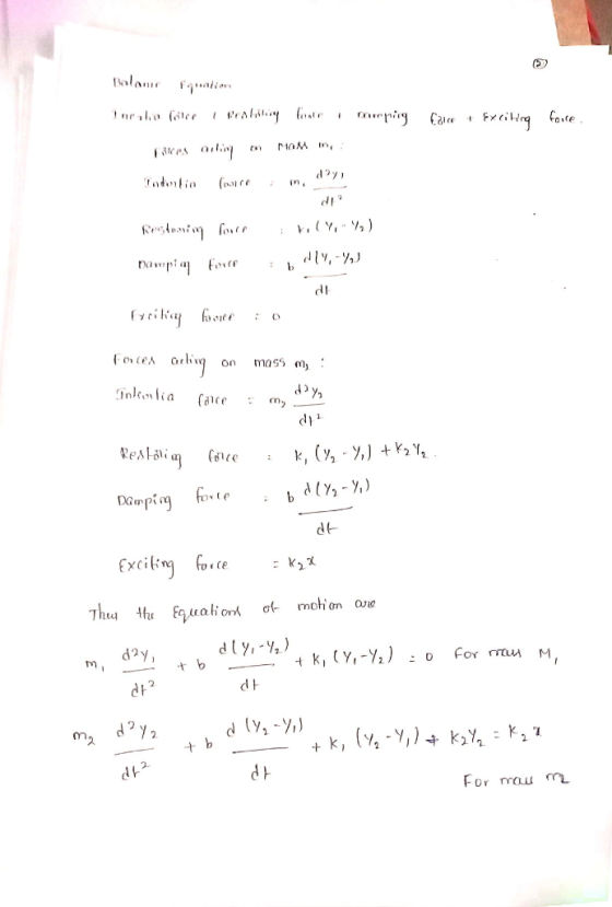 in dl Foes orliq on mass m; d2y dly,-%) tm dH2 d h d (y,-%) กา For rau