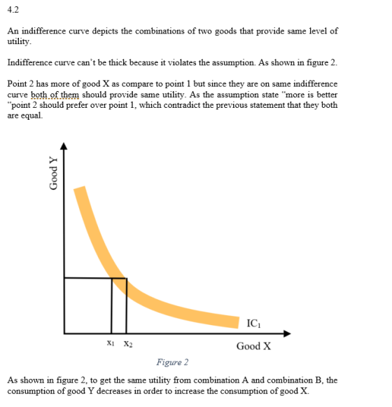 4.2 An indifference curve depicts the combinations of two goods that provide same level of utility. Indifference curve cant