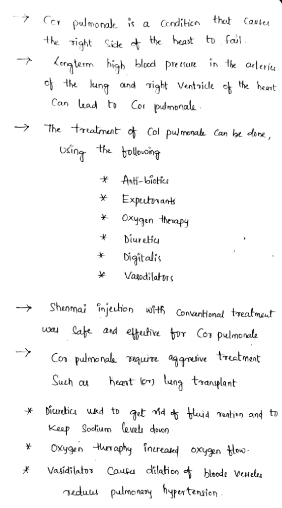 7 7 Cor pulmonale is a condition that contes the right side of the heart to fail. Longterm high blood pressure in the arterie